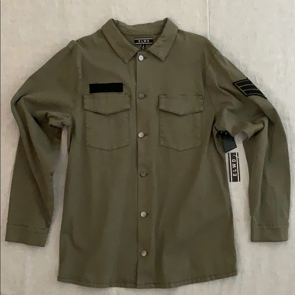 ELWD Military Inspired Button-Front Shacket